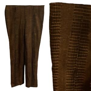 ECCOCI Snake Reptile Pants Print Dark Brown Tan Size 6 Stretch Side Zip